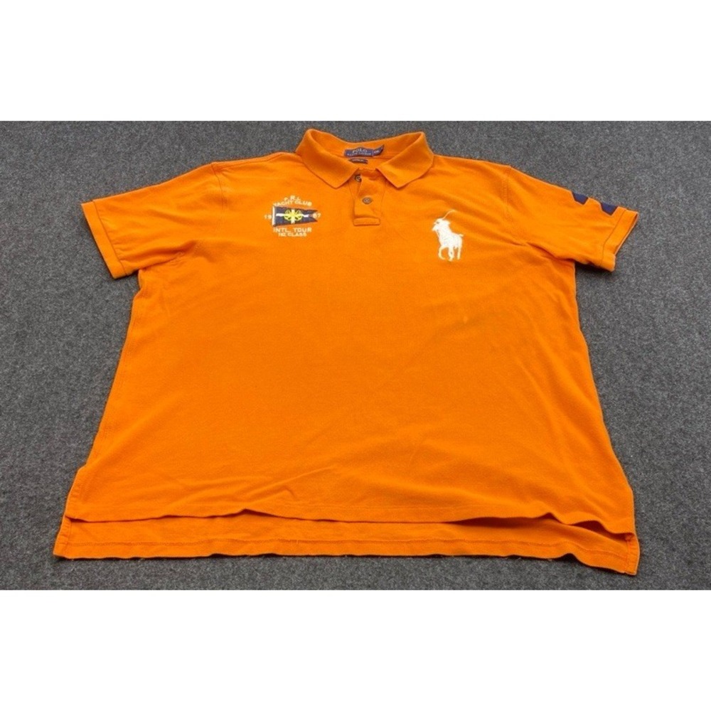 Polo Ralph Lauren Polo Shirt Mens XXL Orange Big Pony Yacht Club Custom Fit